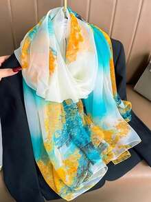 1 buah Syal Chiffon Wanita Musim Semi/Musim Gugur, Selendang Serbaguna untuk Perjalanan, Pelindung Matahari, Pakaian Kasual, Musim Gugur/Musim Dingin untuk Acara Formal - Kuning - View 3