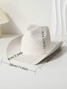 1 peça chapéu de jazz de cowboy ocidental destacável com strass em estilo boêmio e, adequado para festivais de música, eventos com tema de faroeste, festas vintage, dramatização, noites de fantasias, bailes de fim de ano, festas de solteiros, comemorações de aniversário, apresentações no palco, todas as estações - cartola - Ver 11