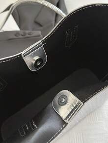 鳄鱼纹大容量女包2024流行新款时尚网红百搭单肩托特包 - 銀色 - 查看 10