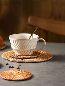 1 件圆形藤条隔热垫情人节、情人节婚礼、生日、防滑厨房用具，搭配舒适的秋冬风格、家居和厨房必备品、厨房卫生必备品