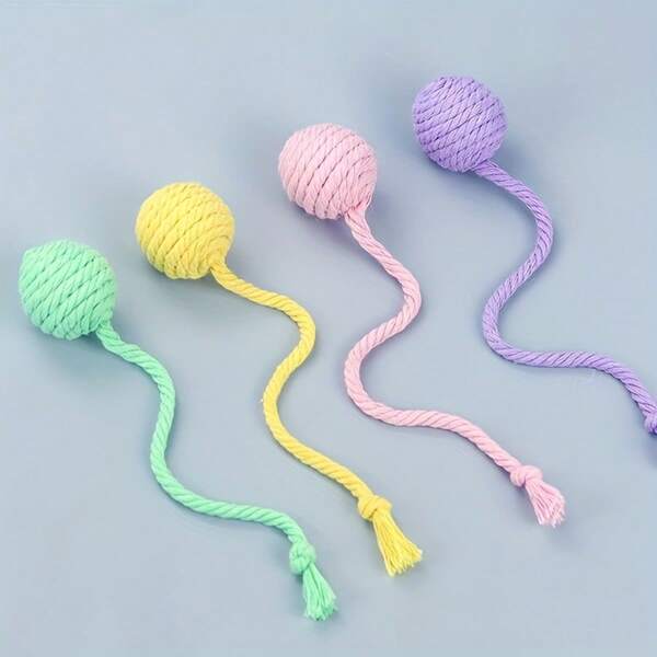 4pcs Cat Toys, Interactive Toys Ball With Rope, Can Be Hung In A Cage To Shake To Make A Sound
