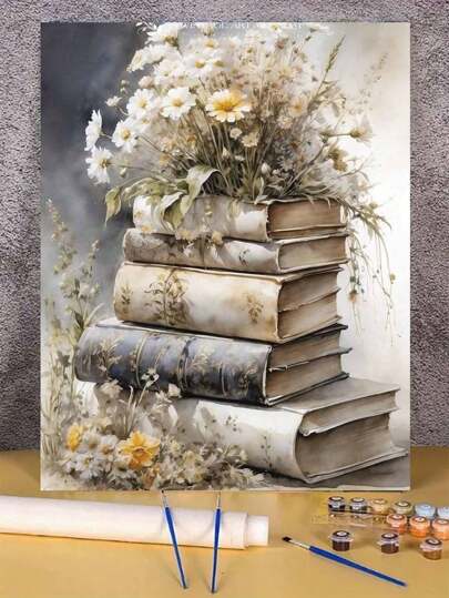 1 Set Book Style Floral Art DIY Digital Oil Painting Kit, Adult Craft, Unframed Art Oil Painting Set, For Bedroom Decor And Art Wall Decoration, Simple And Fun Painting Method, No Painting Experience Required, Fulfill Your Painter Dream, Immerse Yourself In The Colorful World, Each Brushstroke Is Self-Expression, Add Romance To Life, Best Gift For Family And Friends, Holiday Gift 40*50CM