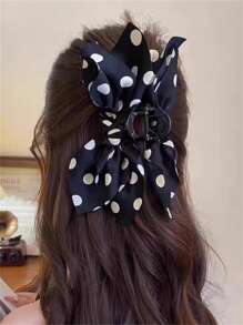 1 Stück eleganter Stoffbogen Polka Punkt Haarklammer für Damen, Punkt Schleife Pferdeschwanz Hochsteckfrisur Haarklammer, geeignet für Kleider, vielseitige tägliche Haarstyling Deko-Accessoires, boho elegante Mode Haarzubehör