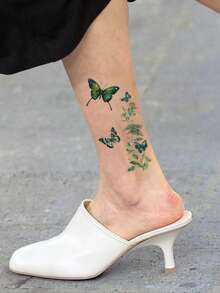 STARTTOOS 6pcs Glitter Butterfly, Crescent, Star, Flower Pattern Temporary Tattoos, Waterproof Tattoo Stickers For Women Daily, Party, Holiday Gifts, Body Decor, Wrist - Multicolor - View 7