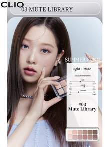 Clio K-Beauty PRO EYE PALETTE AIR 12色眼影盤，全方位彩妝盤，啞光閃亮眼影、腮紅、打亮眼影 - 03 MUTE LIBRARY - 查看 8