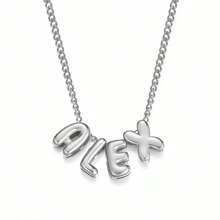 1 pieza Collar personalizado con letra de burbuja dorada y plateada para mujer, collar de colgante personalizado con baño de oro de 14K, regalo personalizado para amigos, ejecutivos, sencillo, mamá de fútbol, casual, lindo personalizado, personalizado, regalos únicos ideales para ella, novia, mamá, familia, amigos para aniversarios, cumpleaños, uso diario, baile de graduación, Día de la Madre, San Valentín, graduación, bodas