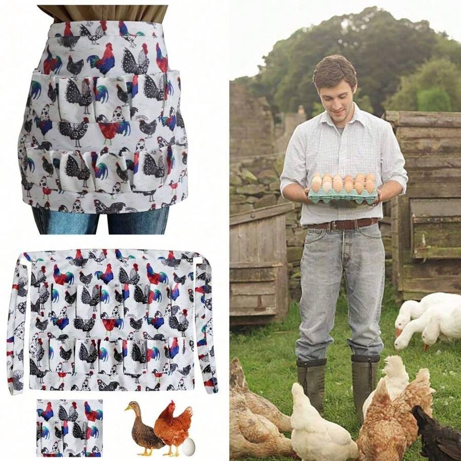 1pc Egg Collection Apron With Multiple Pockets