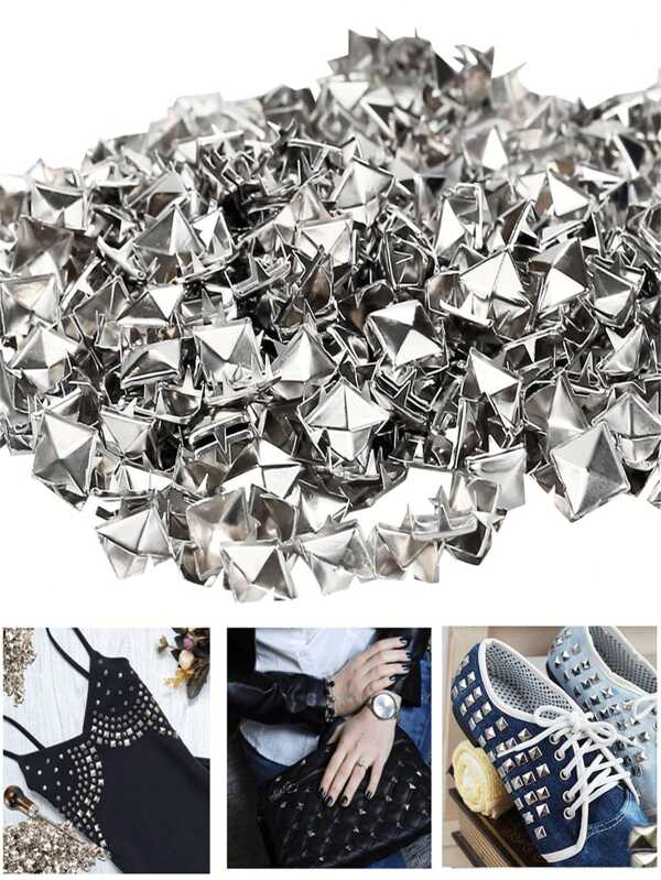 50 piezas de tachuelas en forma de pirámide cuadrada para ropa, bolsos, zapatos, joyas y artesanía punk rock, accesorios con clavos metálicos de 4 puntas