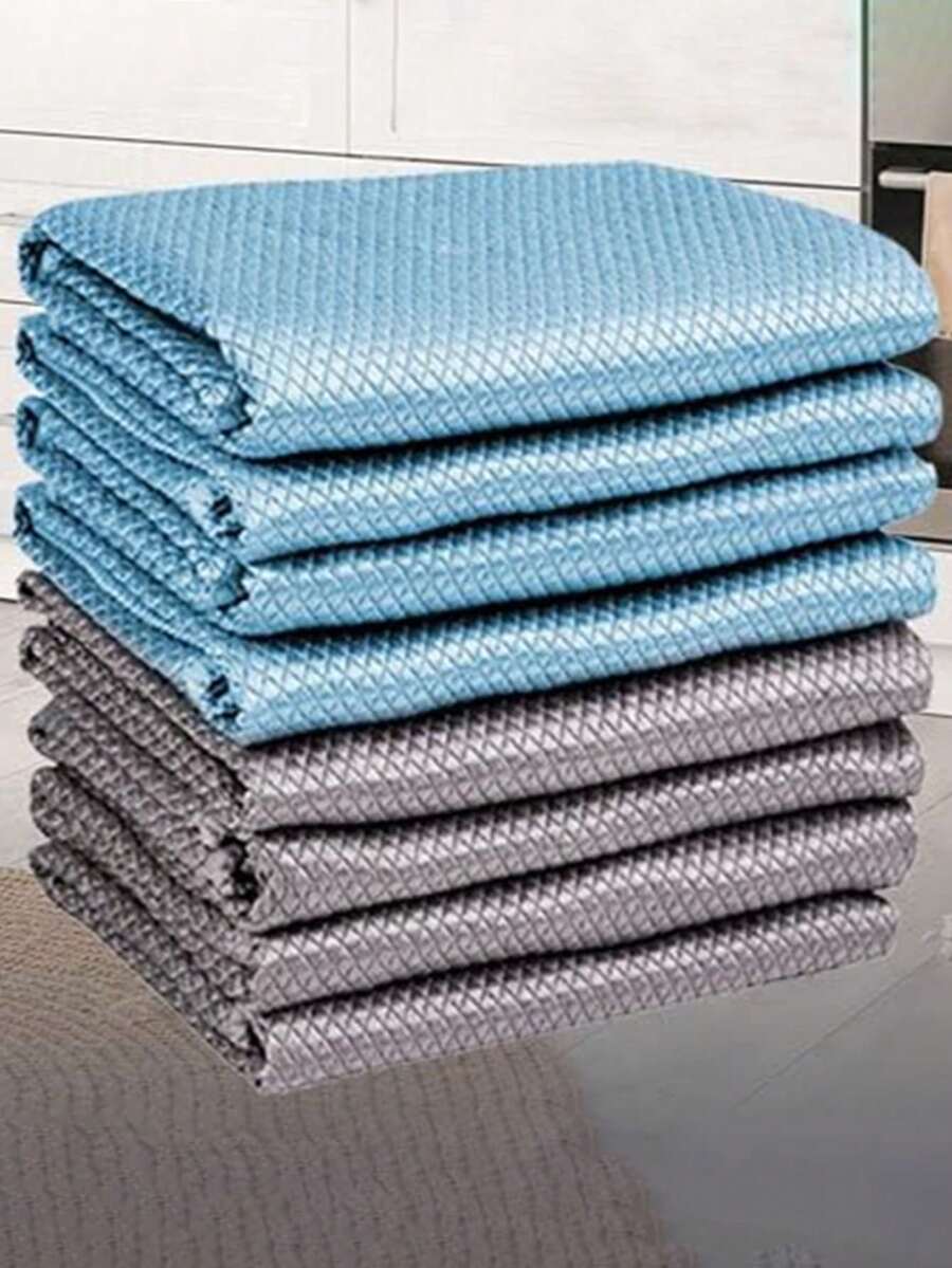 1/5/10 Stücke zufällige Farben, nicht gestreift, Reinigungstuch, einfach zu reinigen und polieren, Fenster-Glas-Tuch, Edelstahl, Auto, Küche, wiederverwendbar - Mehrfarbig - Übersicht 1