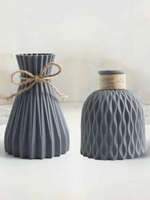 1/2pcs Set Sturdy Plastic Rattan Vase & Artificial Flower Arrangement, Dry Flower Vase Decor For Dining Room, Living Room, Balcony, Cafe, Bedroom, Study, Party, Valentine's Day Gift, Non-Waterproof Plastic Vase