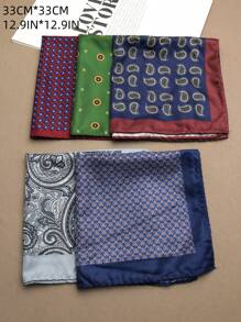1pc Men's Floral Geometric Pocket Square/Handkerchief, Suitable For Suits, Business, Street Style