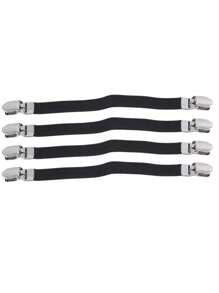 4 pièces Fixateurs de draps de lit réglables avec boucles anti-glissement - Clips faciles à utiliser pour canapé et nappe avec sangles réglables - Blanc, et essentiels de maison durables