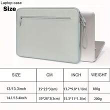 [Laptop] Light Blue Laptop Sleeve |   14.1/15.4 Inch Compatible |   Polyester |   Adjustable Strap With Zipper Closure |   Ideal For Notebooks And Tablets |   Minimalist Design |   Smooth Texture - Black - View 6