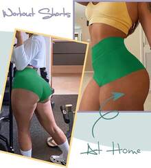Women's High Waist Yoga Booty Shorts Workout Spandex Dance Hot Pants Butt Lifting Leggings Rave Outfits Customized Christmas New Year - 綠色 - 查看 6