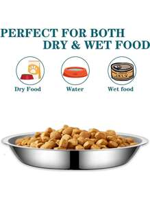 1 buc. Bol pentru hrană pentru pisici din oțel inoxidabil, 5,3/6,1/6,9 inch (aprox. 13,5/15,5/17,5 cm), potrivit pentru pisici de interior, vas pentru hrană umedă puțin adânc și lat, bol pentru hrănirea animalelor de companie pentru pisici, câini mici și pui