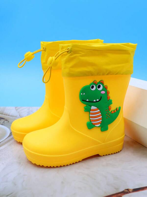 1 par de botas de lluvia infantiles con estampado de dinosaurios de dibujos animados, zapatos de lluvia impermeables y antideslizantes, ligeros y cómodos para niños para actividades escolares y al aire libre