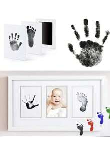2 Piezas/set Kit De Almohadilla De Tinta Para Huellas De Bebé/huellas De Mascotas Que Incluye Tinta Y Papel, Seguro Y Fácil De Usar Como Recuerdo