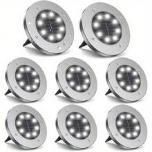 4/8pcs Solar Powered Ground Lights, 8LED Waterproof Outdoor Night Lights For Patio, Lawn, Deck, Driveway, Pathway, Garden Landscape