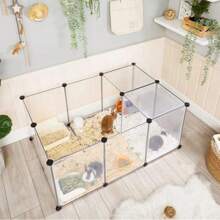 12PC Panels Pet Playpen , Small Animal Playpen, Pet Fence Indoor, DIY Plastic Enclosure For Guinea Pigs, Bunny, Hamsters, Hedgehogs
