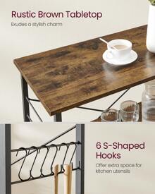 Kitchen Shelf On Wheels, Serving Trolley With 3 Shelves, 80x40x89cm