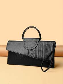 Fashionable Versatile Elegant Business Women Vintage Chic Minimalist Alligator Textured One Shoulder Messenger Bag, Suitable For Shopping, Dating, Commuting, Popular New Design Handbag - Multicolor - View 2