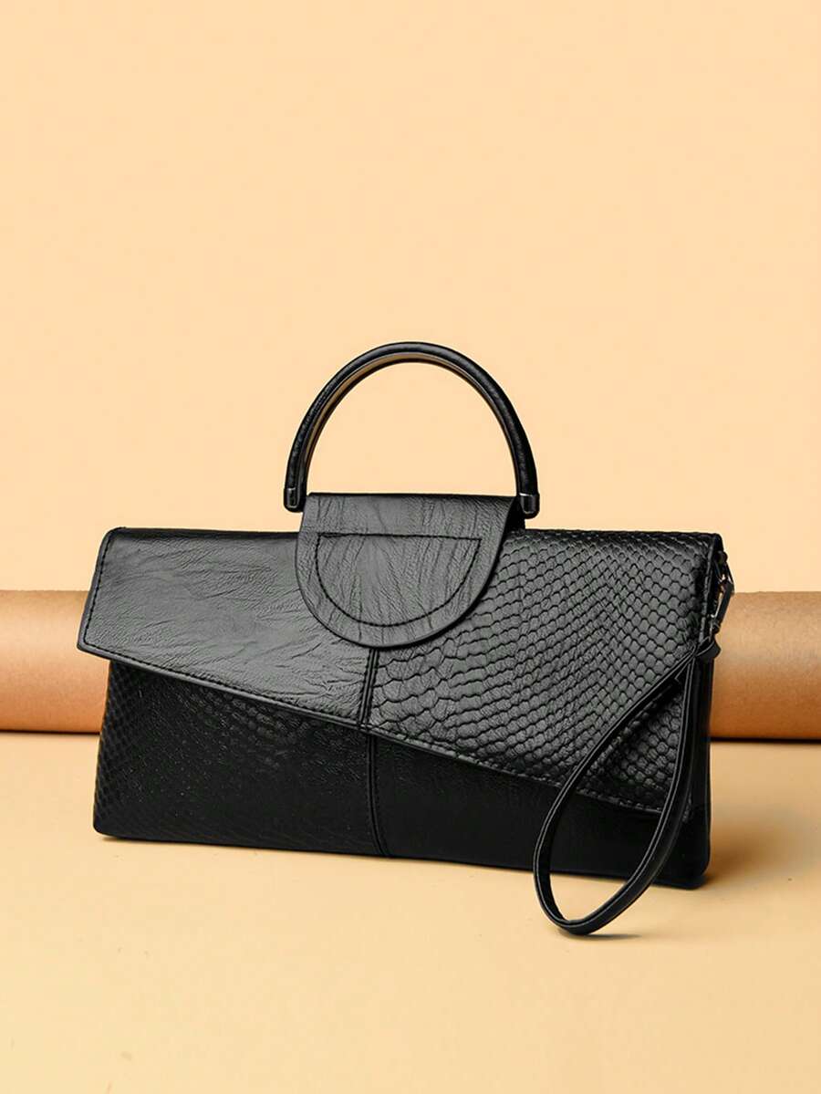 Fashionable Versatile Elegant Business Women Vintage Chic Minimalist Alligator Textured One Shoulder Messenger Bag, Suitable For Shopping, Dating, Commuting, Popular New Design Handbag