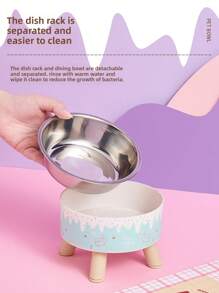 1pc/2pcs/3pcs Stainless Steel Elevated Pet Bowls With Sturdy Stand, Anti-Slip & Anti-Spill, Large Capacity For Cat And Dog Food And Water