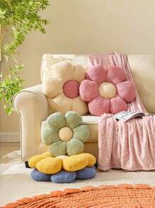 Flower Pillow,Christmas Decorative Flower-Shaped Pillow, Soft And Adorable Daisy Seat Cushion In Faux Rabbit Fur Material,Perfect For Winter Holiday Bedroom Decor, Sofa Accents, Bedding, And Other Home Furnishings,A Thoughtful Christmas Gift For Family And Friends