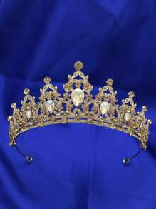 1 Peça Luxuosa Tiara Estilo Barroco Dourada com Strass, Acessório de Cabelo Princesa Cintilante de Cristal de Alta Qualidade para Noiva e Casamento, Adequado para Casamentos, Aniversários, Apresentações de Dança, Festas de Coroação Adulta, Presentes do Dia dos Namorados