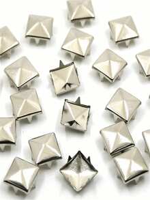 50pieces Square Pyramid Studs For Clothing Bag Leather Shoes Punk Rock Jewelry Craft, 4 Prong Metal Nailhead Studs Spikes Accessories - Silver - View 2