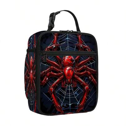 Spider Print Lunch Bag, Insulated Tote Bag, Portable Carry-On Bag, Tote Ice Bag Lunch Bag Multifunctional Lunch Box Bag For Work, Travel, Picnic