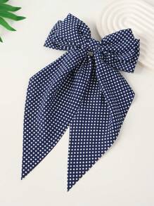 6pcs Girls Fashion Minimalist Elegant Versatile Hair Clips Polka Dot Ribbon Bow Bun Claw Clips
