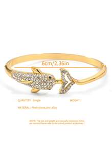 Fashionable Atmospheric Charming And Luxurious Dolphin Rhinestone Bangle Bracelet For Girl Party Gift