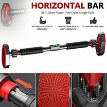 1PCS Horizontal Bar Home Pull-Up Machine No Drilling Stable Sturdy For Pull Up Fitness Strength Training Home Office - Black - View 3