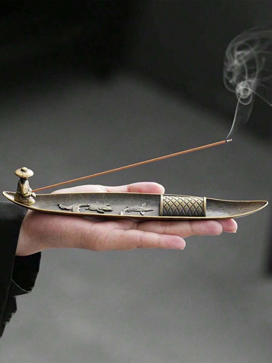 1 Retro Metal Fisherman Incense Burner, Home Decoration Incense Stick Burner, Suitable For Aromatherapy And Meditation Zen Stove, Fisherman Fishing Line Incense Plug Alloy Line Incense Plug Tea Ceremony Incen Random Delivery Of Stylesse Burner Lighting Device For Home Indoor, Alloy Old Man Fishing Line Incense Plug Base Tea Ceremony Incense Burner For Home Indoor Sinking Sandalwood Incense Line Incense Holder