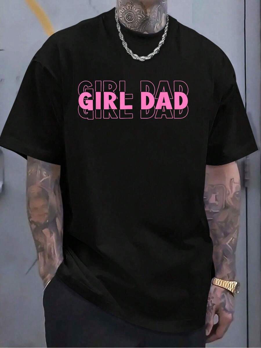 Camiseta rosa de papá 100% algodón - Negro - Ver 1