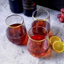 10 个 360 毫升金边塑料红酒杯，适用于水、果汁、鸡尾酒、红酒、甜点饮料，适用于生日、婚礼、节日、万圣节、圣诞节、新年派对用品，可重复使用
