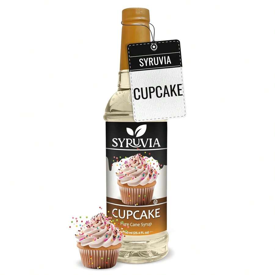 Syruvia Cupcake Coffee Syrup - 25.4 Fl Oz Premium Coffee Flavoring Syrup - Kosher Syrups, Gluten Free, No Coloring, Perfect For Drinks, Soda, Shakes, Desserts, And More. - 25.4 Fl Oz - View 1