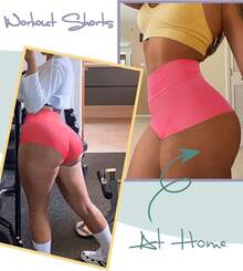Women's High Waist Yoga Booty Shorts Workout Spandex Dance Hot Pants Butt Lifting Leggings Rave Outfits Customized Christmas New Year - 粉色 - 查看 6