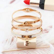 3pcs/1set Women Elegant Multilayer Pearl Studded Bracelet Set, Unique Design With Cubic Zirconia Pendant, Suitable For Party, Anniversary, Gift