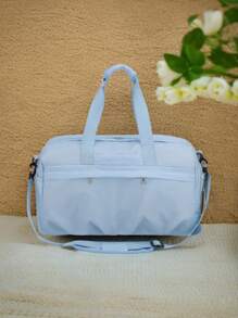 Borsa sportiva da fitness in colore unito con scomparto per le scarpe, da trasportare a mano o a spalla, design con più tasche, separazione di parti bagnate e asciutte