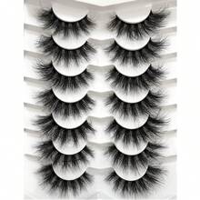 False Eyelashes Faux Mink Lashes Cat-Eye Look 18MM Wispy Long 8D Volume Fake Eyelash Strips 7 Pairs Pack