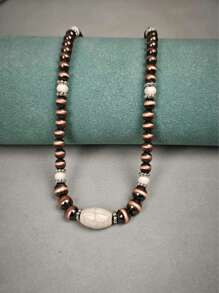 Collana vintage in turchese, gioielli con perle in stile western country con finitura argento per donna