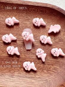 30 Pcs Cute Teddy Dog Shaped Resin Nail Art 3D Decorations