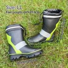 Unisex Rain Boots, Black & Green, Outdoor Fishing Shoes, Tall Rain Boots, Steel Studded Wellies - Black - View 15