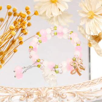 New Style Lily Flower Bracelet, Fresh & Elegant Student Girlfriend Birthday Gift, Men's Beaded Bracelet