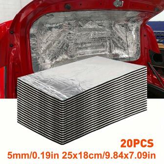 Tappetini fonoassorbenti universali per auto, in gomma spugnosa con foglio di alluminio, pannelli isolanti termici con adesivo per insonorizzazione del cofano motore, spessore 6mm - confezione da 5/10/20 pezzi