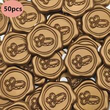 25/50/100 件古铜金心形/情侣戒指/桉树蜡封贴纸 - 自粘塑料信封封条，适用于婚礼、生日、圣诞派对 - 优雅浮雕心形设计，适用于邀请函和卡片、心形贴纸 - 棕色 - 查看 17