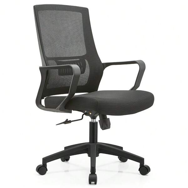 Shally Dogan Sedia da Ufficio Ergonomica Girevole con Supporto Lombare, Poltrona da Scrivania, Studio, Cameretta, Reclinabile con Altezza Regolabile, Base Nera Robusta, Schienale Antisudore