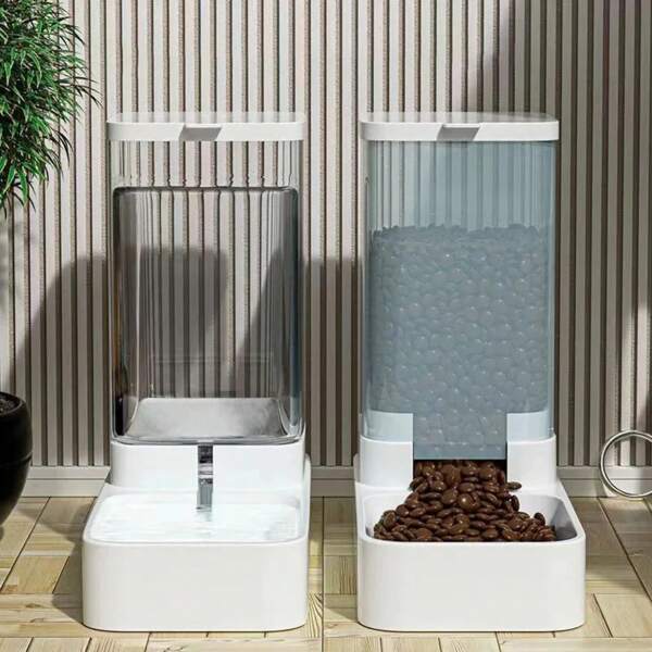 Alimentador automático de comida para perros, bebedero automático de gravedad transparente para gatos, recipiente de almacenamiento de alta capacidad, accesorios para perros y gatos